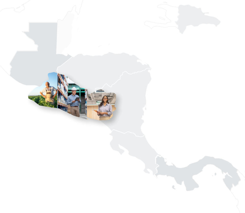 Mapa de Centroamérica destacando a Ábaco en El Salvador